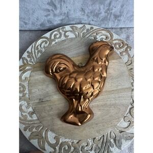 Vintage Copper Rooster Mold Farmhouse Wall Decor Chicken Kitchen Baking Tin